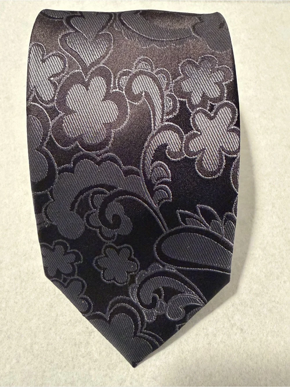 Classic Black Floral Jacquard Tie